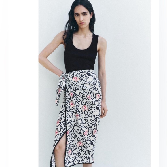 Zara Other - Zara Pareo Floral Patterned Wrap Skirt ZW collection
